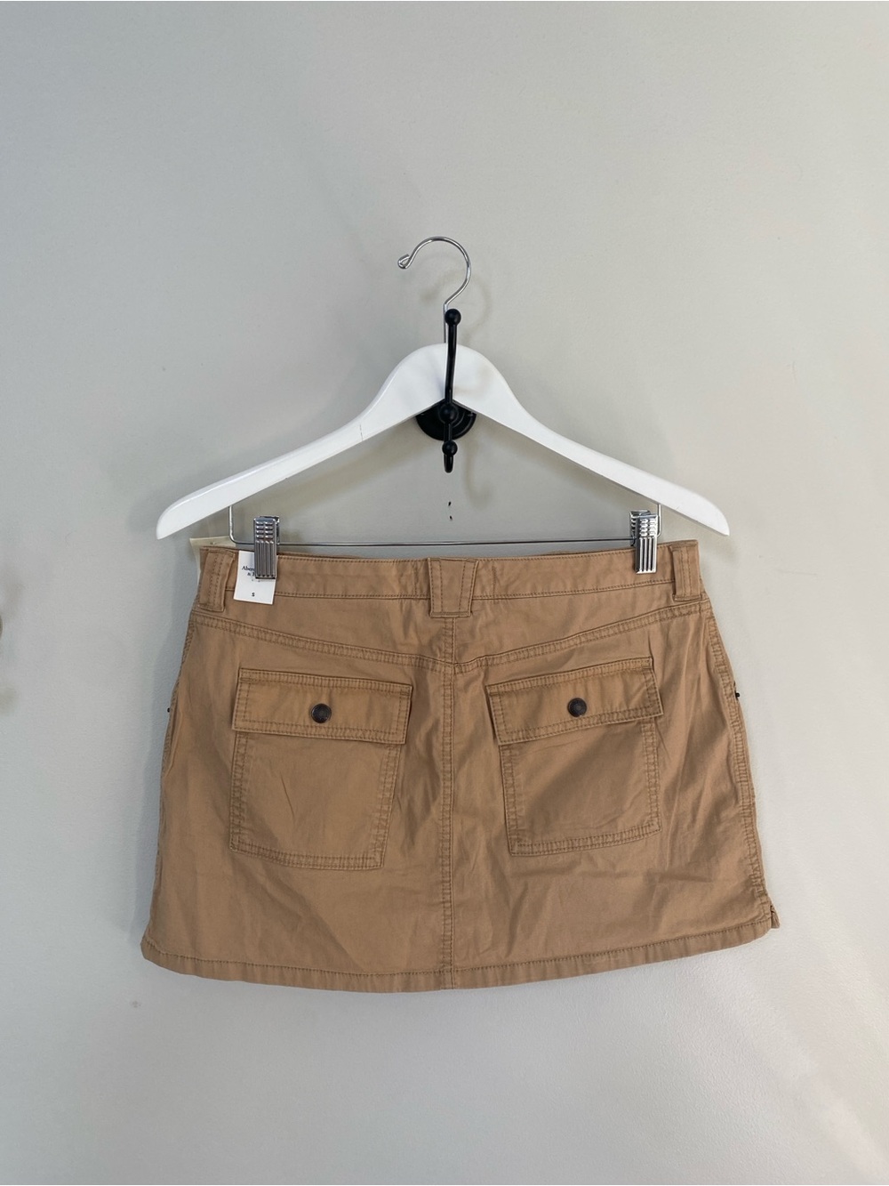 New Vintage Abercrombie & Fitch Y2K Khaki Utility Button-Front Mini Skirt Small - Picture 2 of 8